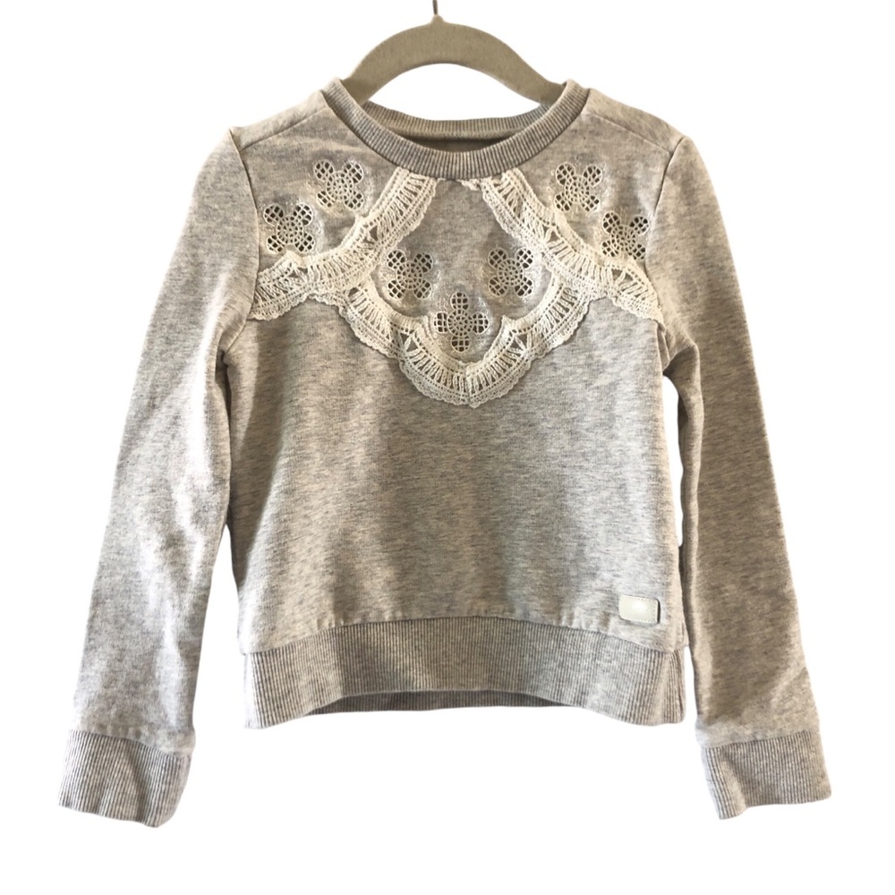 C 7 for all Mankind Gray Lace Pullover Girls Sweater Size 5 Years NWOT
